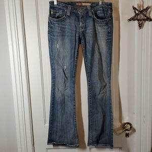 Big Star Casey‎ K Low Rise Fit Boot Cut Flare Flap Pockets Jeans Size 29R